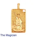 Gold-plated copper Tarot Magician pendant with white zircon and embossed details - 5. The Magician
