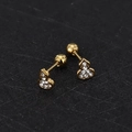 Macro shot of gold gourd screw-back stud earrings with sparkling zircon inlay - Gourd - Gold
