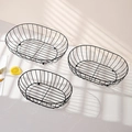 Three-piece black Nordic iron wire fruit baskets in oval shape with spherical feet - Three-Piece Set / Black