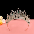 Baroque vintage gold bridal crown with green crystals and white rhinestones - No.7 KC Gold (Green Stone)