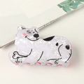 Polar bear hair claw clip in white marbled acetate with pink teeth and cute cartoon design - White Polar Bear Style (C16-4-13)
