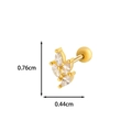 Detailansicht der goldene Knorpel-Ohrstecker mit Maßen 0,76 cm mal 0,44 cm - Blätter Blumen Stil (1#) / Gold