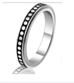 Bague rotative moderne en acier inoxydable avec un motif à pois noir et blanc élégant - Taille 6 / Motif à Points 4MM