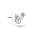 Silver dolphin cartilage piercing stud with round cubic zirconia stones and measurements - 1# Silver - Dolphin Style