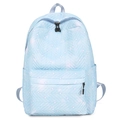 Mochila acolchada azul claro con estampados de corazones blancos y bolsillo frontal - Azul