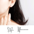 Minimalist S999 sterling silver stud earrings featuring a hollow butterfly wing design - Hollow Butterfly Studs