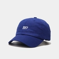 Detailed view of royal blue cotton baseball cap featuring 1987 embroidery and curved brim - M (56-58cm) / Blue