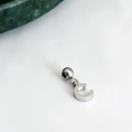 Silver metal letter C pendant with round bead ring on a clean white background - Letter Pendant (C) / Silver