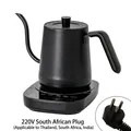 Matte black gooseneck electric kettle with 220V South African three-pin round plug - Type A Black Classic Handle TH/SA/IN Plug 220V