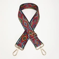 Adjustable 38mm colorful geometric canvas bag strap with golden metal clasps for shoulder bags - Red Plaid
