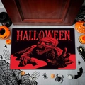 Paillasson d'Halloween avec motif momie zombie et lettrage rouge sur sol en bois - 50*80cm / Halloween-8