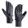Dark grey winter cycling gloves with touchscreen tips and anti-slip silicone palm grip - M / Gray
