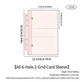 A6 6-hole 2-pocket clear photo sleeve insert with reinforced pink edge and dimensions - Large A6 Small 2-Pocket Pages 10 Sheets 133#