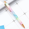 Rainbow fish scale glitter retractable ballpoint pen with rose gold metal accents - Yellow Fish Pattern (Rose Gold Parts)