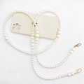 Crossbody phone strap featuring cream white pearls and golden lobster claw clasps - Cream White Frosted Pearls
