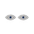 Orecchini a lobo occhio del male in argento S925 con cristalli blu e bianchi lucidi - Argento 925 / Orecchini a bottone in argento