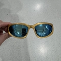 Occhiali da sole sportivi steampunk Y2K con montatura oro e lenti a specchio blu - Montatura Oro Specchio Oro