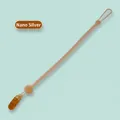 Nano silver silicone baby pacifier clip with textured non-slip strap and orange clip - Nano Silver Chain with Clip / Nano Silver