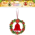 Décoration de Noël cloche en papier alvéolé rouge avec couronne florale verte - Couronne Cloche de Noël