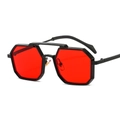 Futuralistic black octagonal sunglasses with vibrant red lenses and double bridge - C5 Black Frame Red Lens
