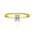 Anillo clásico de plata S925 con moissanita corte esmeralda y acabado dorado pulido - US 5 / Dorado (Circonita)