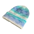 Blue and white gradient tie-dye knitted beanie hat for winter warmth and style - Cyan