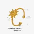 18K gold plated stainless steel sun motif open ring with twisted rope band design - Gold Sun Ring