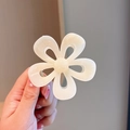 Elegant white camellia flower hair claw clip with glossy finish for minimalist women - 12# Jelly Beige