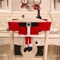 Christmas Santa Claus red suit chair cover with decorative hanging legs and boots - Santa Belt Long Legs Style / Red & Black