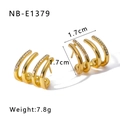 French vintage 18K gold plated titanium steel four-claw curved stud earrings with cubic zirconia - Four-Prong Curved Zirconia Style (NB-E1379)