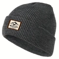 Berretto in maglia a coste grigio scuro con toppa wild life per calore invernale - Grigio
