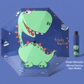 Navy blue manual inverted umbrella with cartoon green dinosaur pattern for children - Manual Inverted - Green Dinosaur [Reflective Strip]