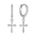 Elegant S925 sterling silver cross drop earrings with polished minimalist finish - Full Silver/Silver