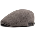 Braungraue Schiebermütze mit feinem Karomuster und verstellbarem seitlichem Riemen - Einstellbar (56-59cm) / Kariertes Khaki