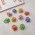 10-piece colorful flower hair ties for girls in assorted macaron elastic fabric bands - Large Five-Petal Flower (17#) / 10 Pieces Pack