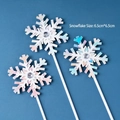 3-pack of laser snowflake cake toppers with iridescent finish and center rhinestones - 3pcs Laser Silver Snowflakes