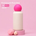 350ml 316 stainless steel insulated bottle in ivory white with neon rose red round lid - Ivory White Body with Neon Rose Red Ball Lid