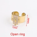 Bohemian gold stainless steel open ring with rectangle starburst accent and adjustable band - Style 4-Rectangle Star Enamel