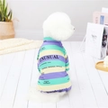 British style striped dog pajamas for small dogs in purple yellow and green - S / Green