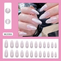 Set di 24 unghie finte a mandorla con glitter rosa scintillante per una manicure trendy - Ghiaccio Scintillante con Colla (W2086)