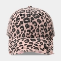 Rosa Baseballkappe mit Leopardenmuster, Vintage-Distressed-Details und Baumwollstoff - Verstellbar / Rosa