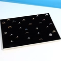 Detail view of 100-slot black velvet jewelry display tray for rings and ear studs - 100 Slots (33.5*22.5cm) / Black