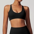 Ensemble de yoga femme avec brassière dos nu et legging de fitness noir mat - Noir Premium