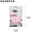 Pink plush heart powder puff with bow in 95mm x 153mm silver foil packaging - OPP Bag Packed/1pc / Pink