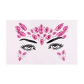 Pink and clear rhinestone face jewels sticker with teardrop patterns for party makeup - Rose Pink