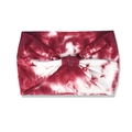 Elastic knot headband featuring deep red and white tie-dye African print pattern - Style 87