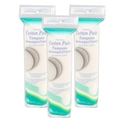 Three packs of premium round cotton pads for makeup removal, 100 pieces per bag - Plain & Mesh Sides - New English Pack / 100Pcs/Pack