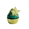 Green Christmas tree cupcake topper with golden Merry Christmas acrylic star insert - Gold Star Style 3