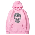 Sweat à capuche rose d'Halloween avec crâne pailleté argenté pour hommes et femmes - S / Rose
