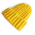 Bright yellow ribbed knit beanie for men and women, minimalist style winter warm cap - One Size / Yellow
